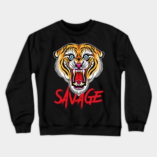 Savage Tiger Traditional Tattoo Crewneck Sweatshirt